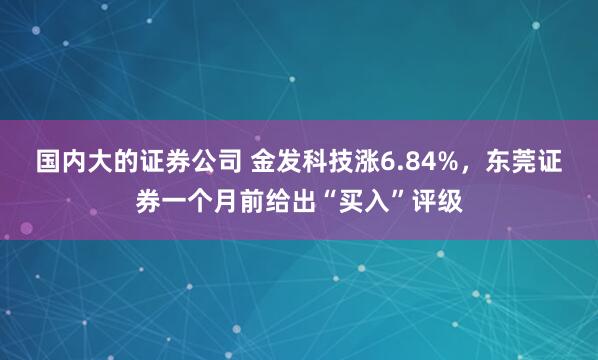 国内大的证券公司 金发科技涨6.84%，东莞证券一个月前给出“买入”评级